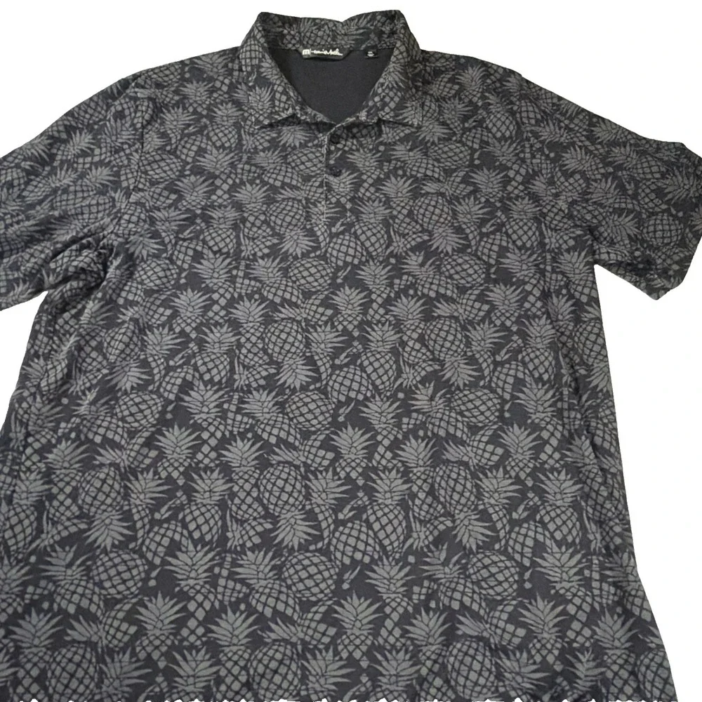 Travis‎ Mathew Polo Shirt Mens 2XL Pineapple AOP Golf Pima Off The Cape Preppy